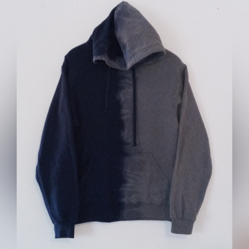 Two tone hoodie sweatshirt Mens Small Fruit of the Loom NWT blue gray bleach dye